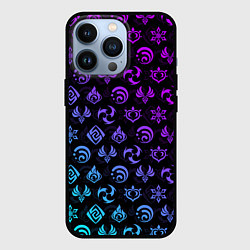 Чехол для iPhone 13 Pro GENSHIN IMPACT NEON, цвет: 3D-черный