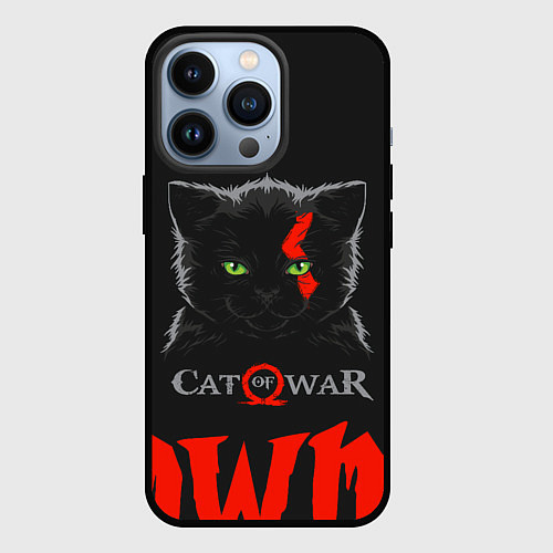 Чехол iPhone 13 Pro Cat of war / 3D-Черный – фото 1