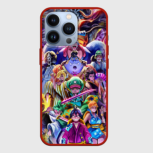 Чехол iPhone 13 Pro ONE PIECE ВАН ПИС ПЕРСОНАЖИ / 3D-Красный – фото 1