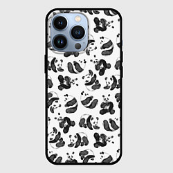 Чехол для iPhone 13 Pro Акварельные панды паттерн, цвет: 3D-черный