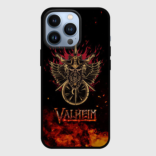 Чехол iPhone 13 Pro Valheim символ черепа / 3D-Черный – фото 1