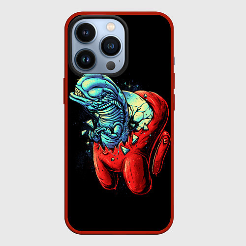 Чехол iPhone 13 Pro Among Us Aliens / 3D-Красный – фото 1