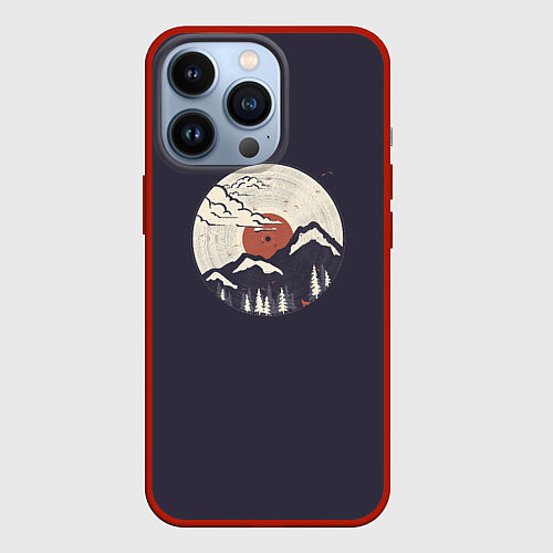 Чехол iPhone 13 Pro Mountain Vinyl Record / 3D-Красный – фото 1