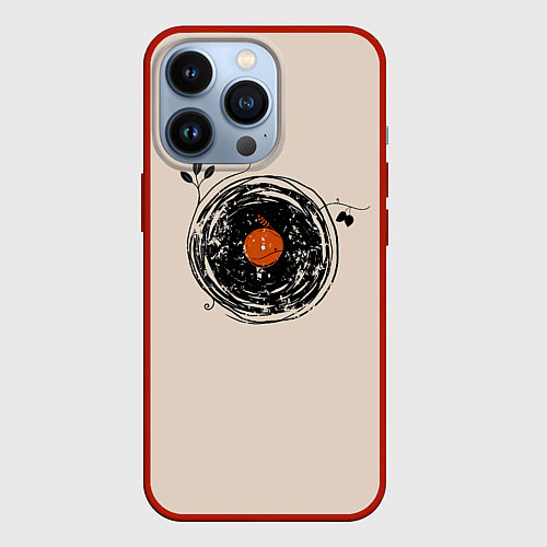 Чехол iPhone 13 Pro Natural Vinyl Records Vintage / 3D-Красный – фото 1