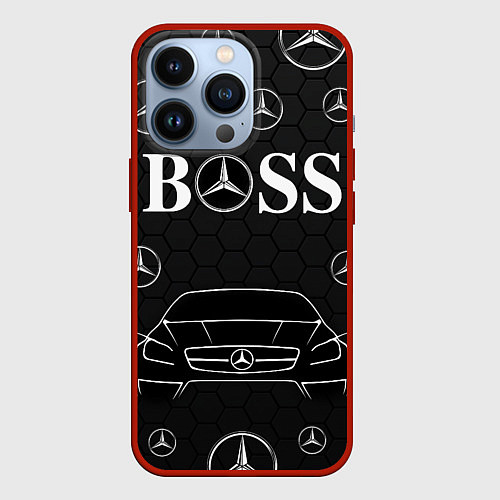 Чехол iPhone 13 Pro BOSS MERCEDES-BENZ / 3D-Красный – фото 1