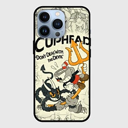 Чехол для iPhone 13 Pro Cuphead and Devil, цвет: 3D-черный