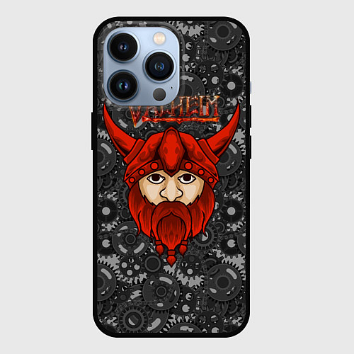 Чехол iPhone 13 Pro Valheim красный викинг / 3D-Черный – фото 1