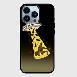 Чехол iPhone 13 Pro НЛО похищает динозавров