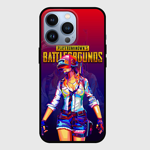 Чехол iPhone 13 Pro PUBG GIRL ПАБГ ДЕВУШКА / 3D-Черный – фото 1