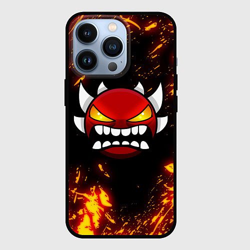 Чехол iPhone 13 Pro Geometry Dash Demon Z / 3D-Черный – фото 1