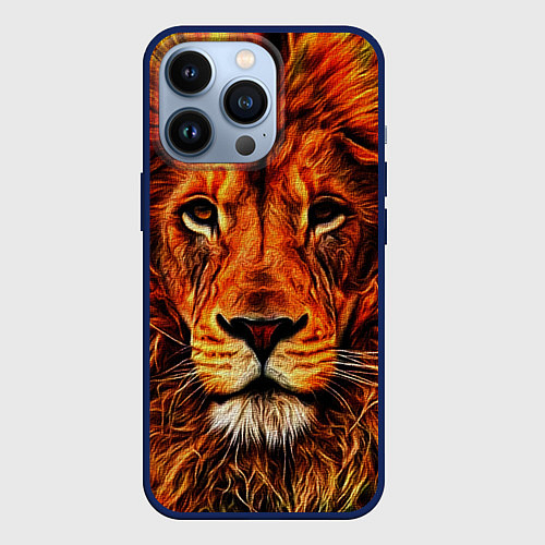 Чехол iPhone 13 Pro LION / 3D-Тёмно-синий – фото 1
