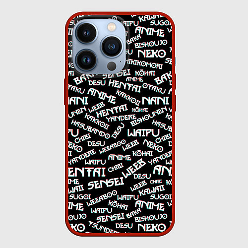 Чехол iPhone 13 Pro Anime phrases / 3D-Красный – фото 1