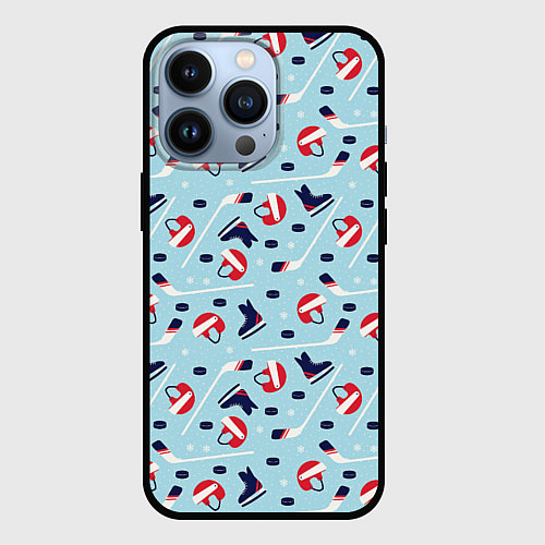 Чехол iPhone 13 Pro Hockey Pattern / 3D-Черный – фото 1