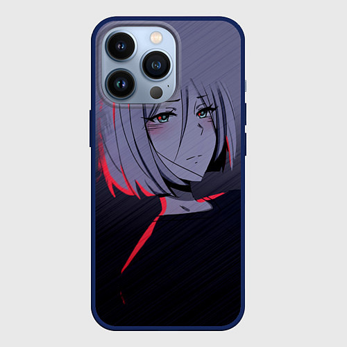 Чехол iPhone 13 Pro Аниме Грустная / 3D-Тёмно-синий – фото 1