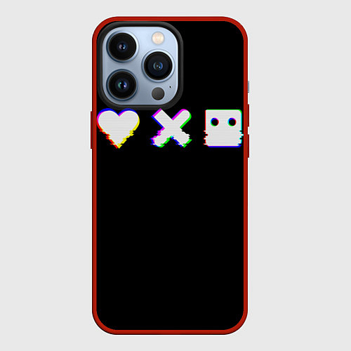 Чехол iPhone 13 Pro Love Death and Robots Glitch / 3D-Красный – фото 1