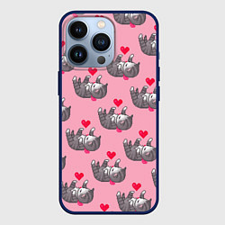 Чехол для iPhone 13 Pro Пиксельные котики, цвет: 3D-тёмно-синий