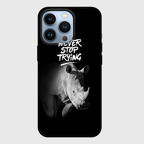 Чехол iPhone 13 Pro Nnever stop trying / 3D-Черный – фото 1