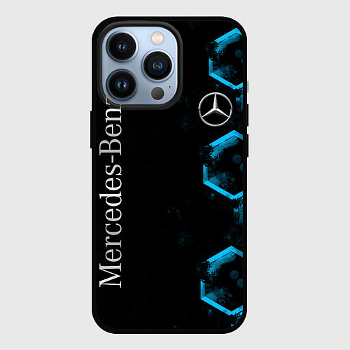 Чехол iPhone 13 Pro Mercedes Мерседес Неон / 3D-Черный – фото 1