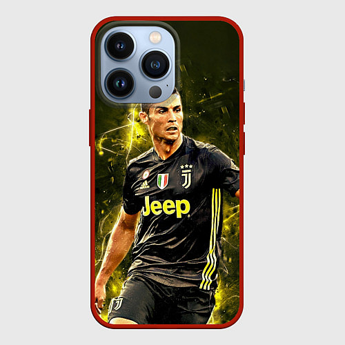 Чехол iPhone 13 Pro Cristiano Ronaldo Juventus / 3D-Красный – фото 1