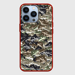 Чехол для iPhone 13 Pro Камуфляж для рыбака, цвет: 3D-красный