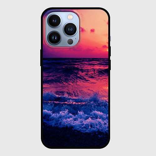 Чехол iPhone 13 Pro Закат на берегу / 3D-Черный – фото 1