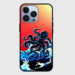 Чехол для iPhone 13 Pro Кракен в Море Градиент, цвет: 3D-черный