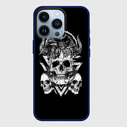 Чехол для iPhone 13 Pro Черепа и Вороны Skulls Raven, цвет: 3D-тёмно-синий