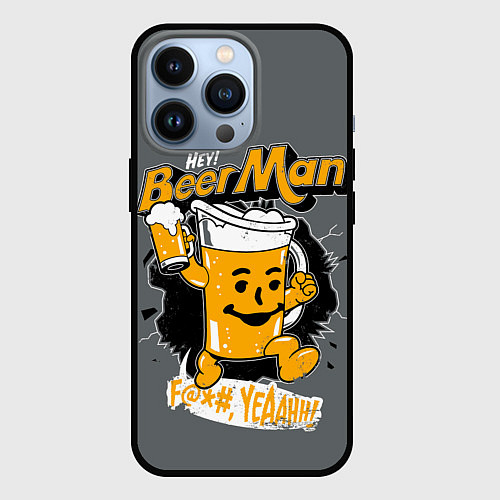 Чехол iPhone 13 Pro BEER MAN / 3D-Черный – фото 1