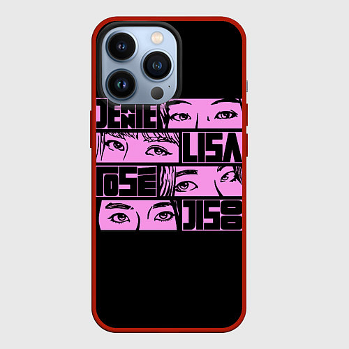 Чехол iPhone 13 Pro Black pink eyes / 3D-Красный – фото 1