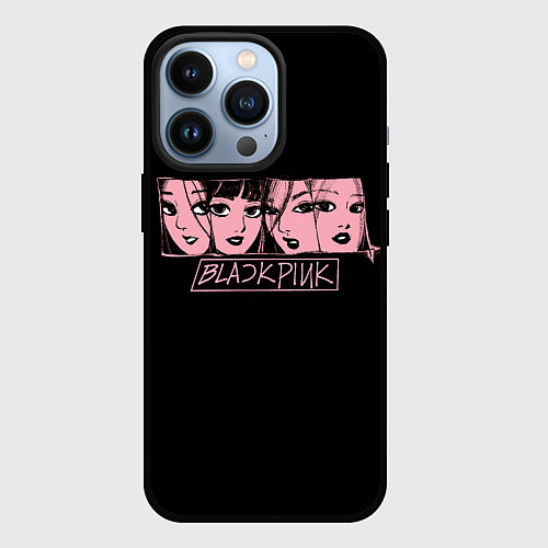 Чехол iPhone 13 Pro Black Pink Art / 3D-Черный – фото 1