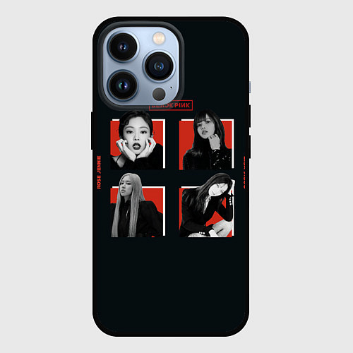 Чехол iPhone 13 Pro BLACKPINK Red and black / 3D-Черный – фото 1