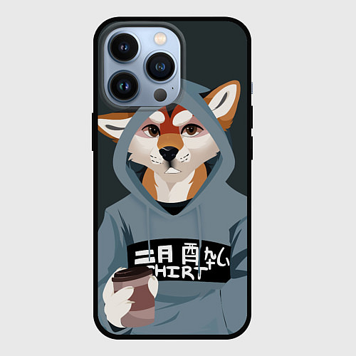 Чехол iPhone 13 Pro Furry fox / 3D-Черный – фото 1