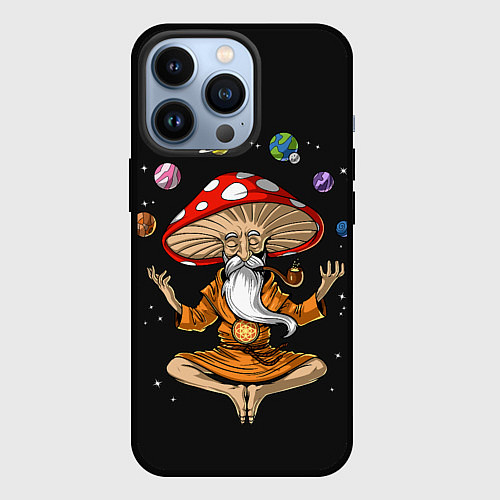 Чехол iPhone 13 Pro Космический Гриб Волшебник / 3D-Черный – фото 1
