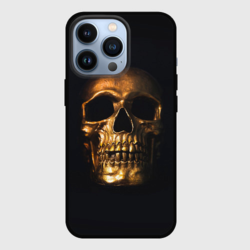 Чехол iPhone 13 Pro Golden Skull / 3D-Черный – фото 1