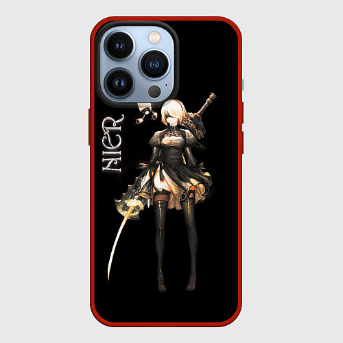 Чехол iPhone 13 Pro Nier Automata 2B / 3D-Красный – фото 1