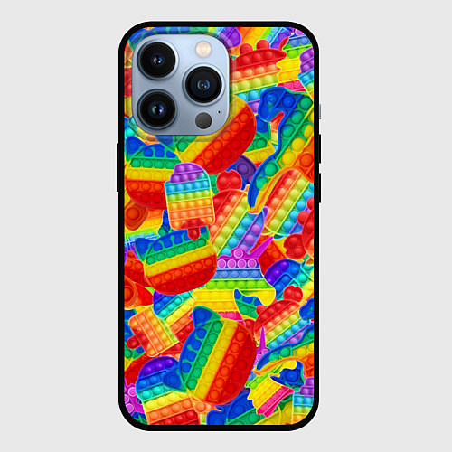 Чехол iPhone 13 Pro Разные Pop It масляная краска / 3D-Черный – фото 1