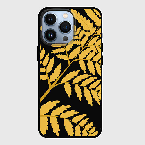 Чехол iPhone 13 Pro Жёлтый папоротник / 3D-Черный – фото 1