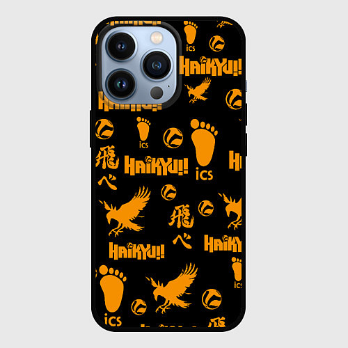 Чехол iPhone 13 Pro Haikyu!! ВОЛЕЙБОЛ!! элементы / 3D-Черный – фото 1