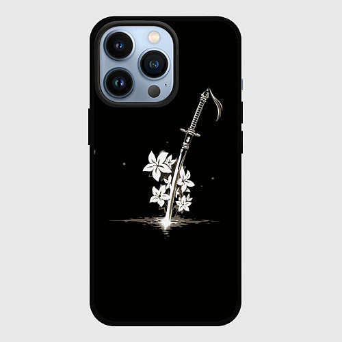 Чехол iPhone 13 Pro Nier - Sword and Flowers / 3D-Черный – фото 1