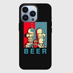 Чехол для iPhone 13 Pro Гомер х Бендер, цвет: 3D-черный