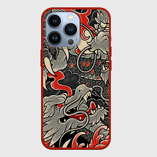 Чехол iPhone 13 Pro Китайский Дракон, China Dragon / 3D-Красный – фото 1