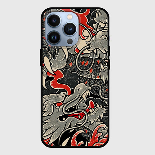 Чехол iPhone 13 Pro Китайский Дракон, China Dragon / 3D-Черный – фото 1