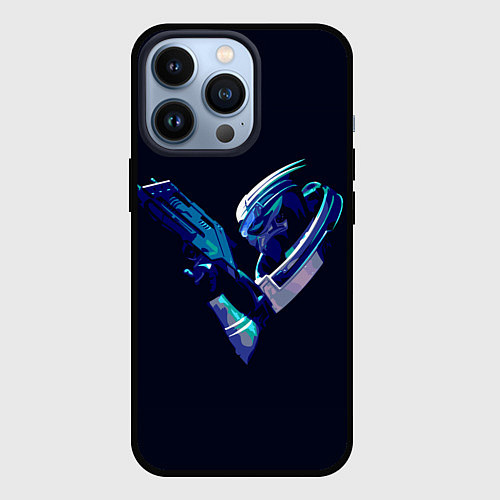 Чехол iPhone 13 Pro Garrus whith gun / 3D-Черный – фото 1