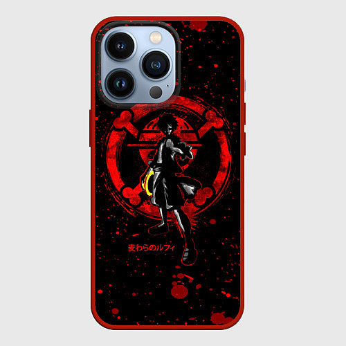 Чехол iPhone 13 Pro Луффи пират Соломенной Шляпы One Piece / 3D-Красный – фото 1