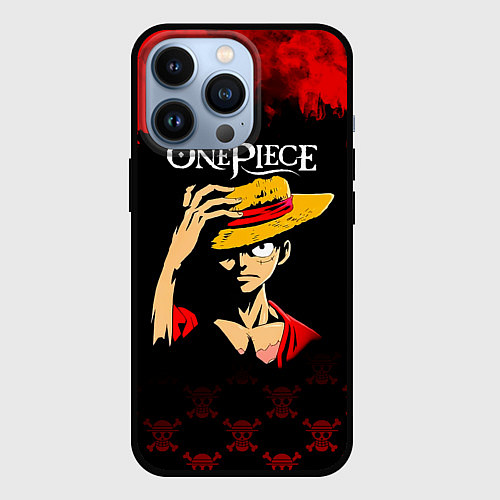 Чехол iPhone 13 Pro Луффи One Piece Большой куш / 3D-Черный – фото 1