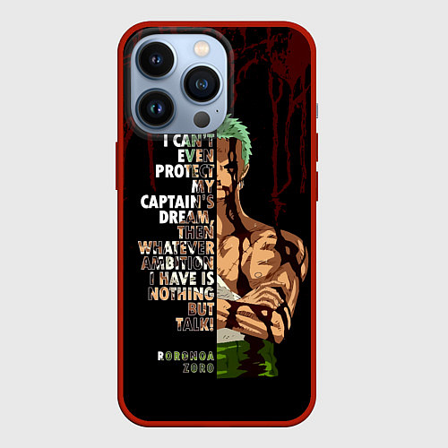 Чехол iPhone 13 Pro Зоро окровавленный One Piece / 3D-Красный – фото 1