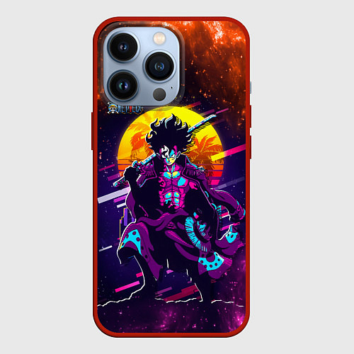 Чехол iPhone 13 Pro One Piece боевой кибер - Луффи / 3D-Красный – фото 1