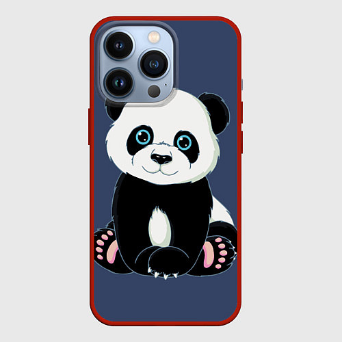 Чехол iPhone 13 Pro Милая Панда Sweet Panda / 3D-Красный – фото 1