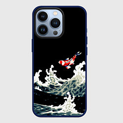 Чехол для iPhone 13 Pro Карп Кои Волна Япония Рыба, цвет: 3D-тёмно-синий