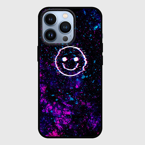 Чехол iPhone 13 Pro GLITCH SMILE ГЛИТЧ СМАЙЛ / 3D-Черный – фото 1